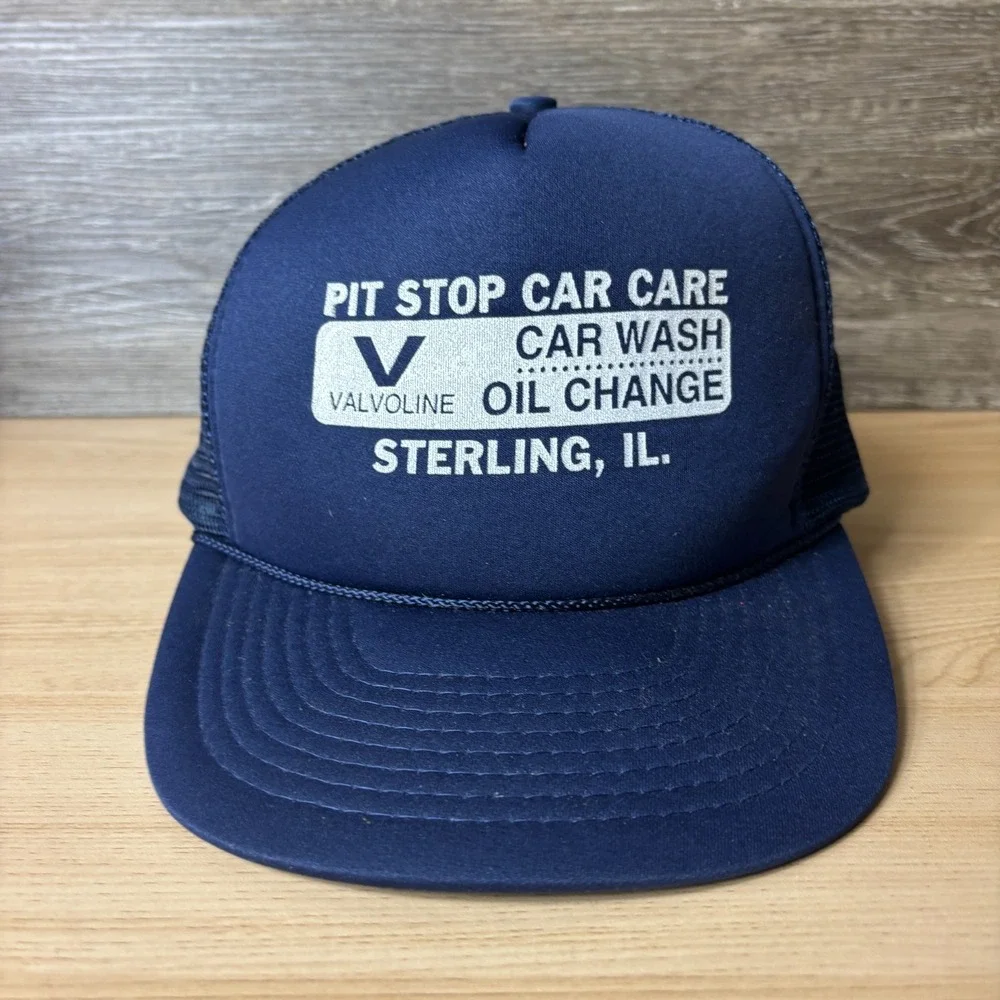 Vintage Valvoline Hat Cap Snap Back Blue Trucker Sterling Illinois